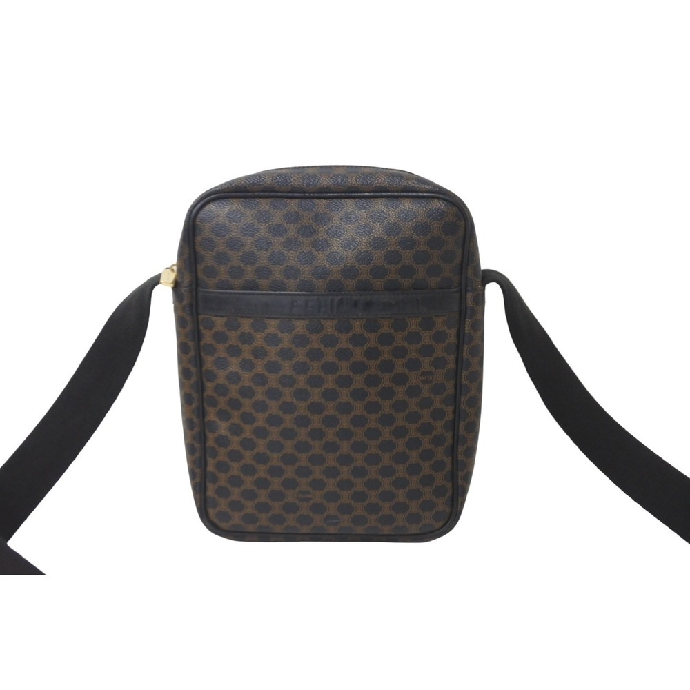 CELINE Macadam Shoulder Bag Brown Black Logo Crossbody Leather - Picture 2 of 8